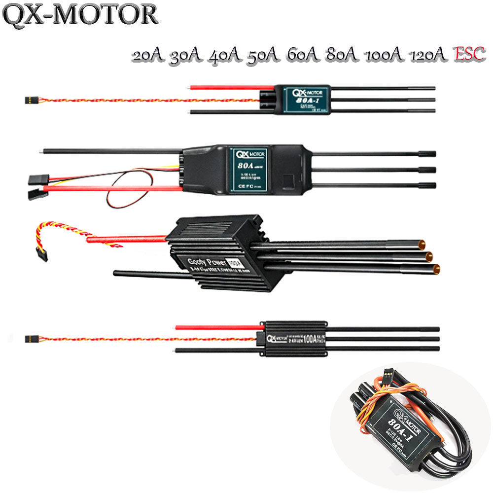 Rc Helicopter Parts - 20A-120A Bürstenloser ESC-Geschwindigkeitsregler Kompatibel mit QX-MOTOR